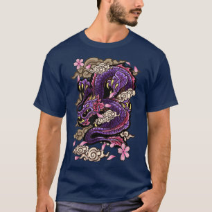 Camiseta Dragão estético japonês estilo Sakura Cher