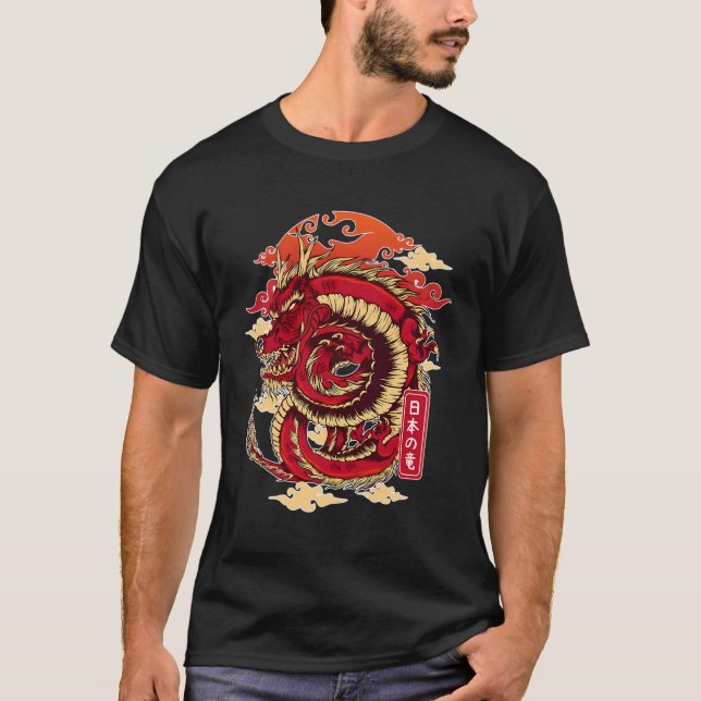 Camiseta Dragão estético japonês Tóquio Japão asiático 80Â€ (Frente)