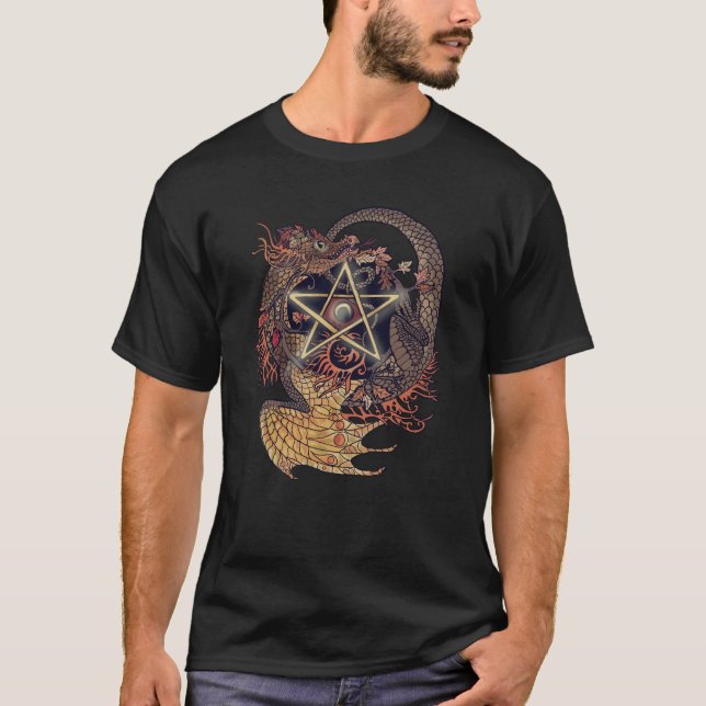 Camiseta Dragão estilo Art Nouveau Pentátopo ~camisa (Frente)