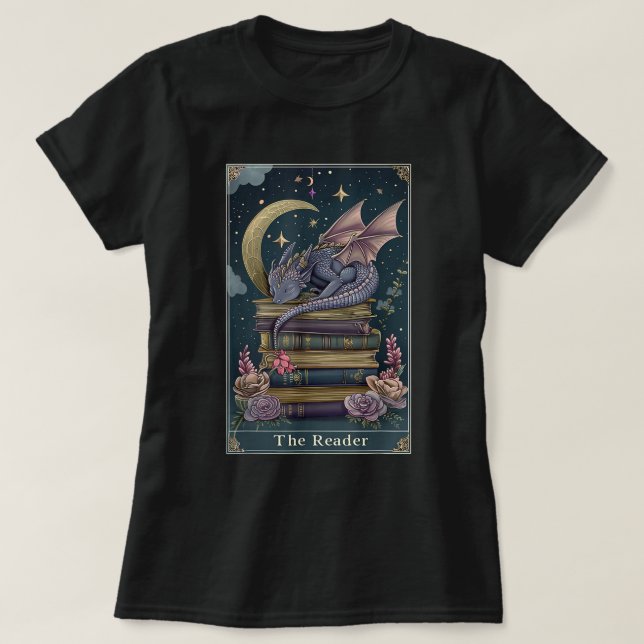 Camiseta Dragão Fantasia do Livro de Tarot do Leitor (Frente do Design)