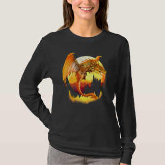 Camiseta Dragão Fantasia Ouro Voador com Fogo