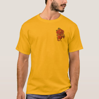 Camiseta Dragão Floral Preto, Rosa, em