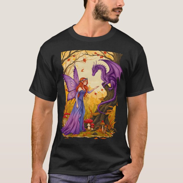 Camiseta Dragão Fofo em um Cogumelo (Frente)