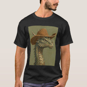 Camiseta Dragão Fofo Vestindo um Chapéu de Cowboy
