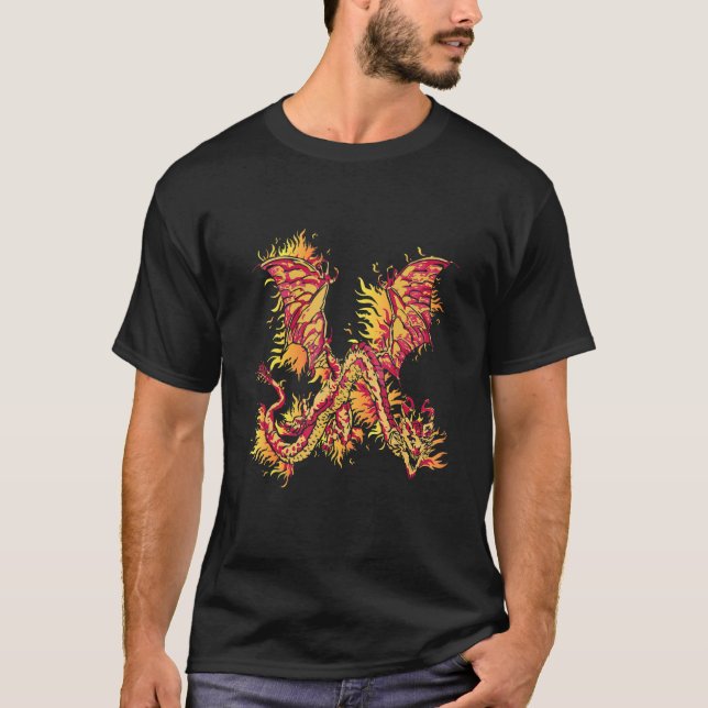 Camiseta Dragão-Fogo com incêndio de dragão e respiração de (Frente)