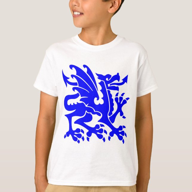 Camiseta Dragão Heráldico 01 - Azul (Frente)