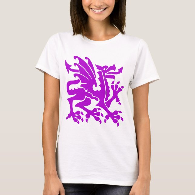 Camiseta Dragão Heráldico 01 - Roxo (Frente)