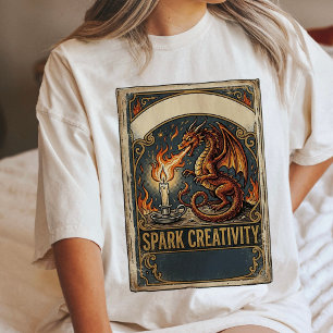 Camiseta Dragão Inspira Criatividade Arte de Fogo Vintage