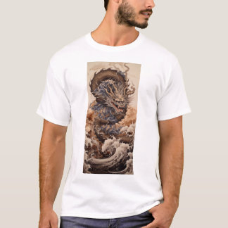 Camiseta Dragão japonês em forma de cobra com kanagaw