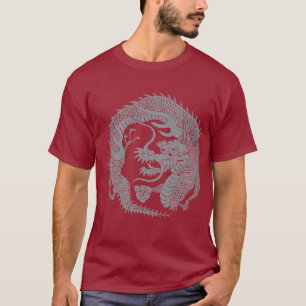 Camiseta Dragão japonês - impressão de prata