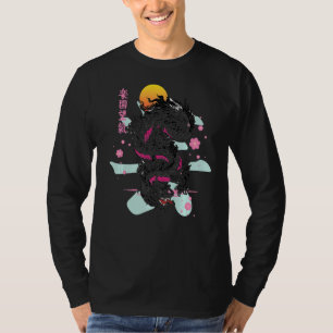 Camiseta Dragão japonês Kanji asiático Demon Otaku Sakura A
