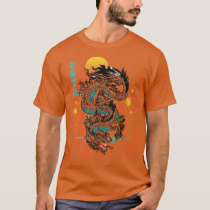 Camiseta Dragão japonês Kanji asiático Demon Sakura Vaporwa