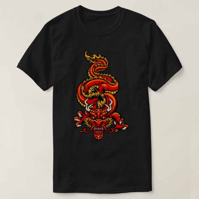 Camiseta Dragão japonês retrô (Frente do Design)