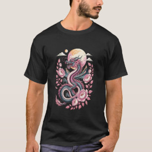Camiseta Dragão Japonês Retro Vaporwave Rosa - Arte Japones