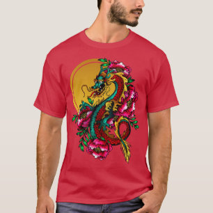 Camiseta Dragão Japonês Tatuagem Dourada Sun Lotus