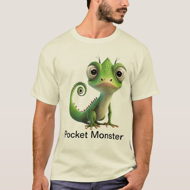Camiseta Dragão-Komodo-Pocket - Réptil Cute Incansável (Frente)