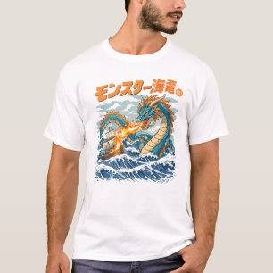 Camiseta Dragão Marinho Japonês Kaiju Batalha Oceânica