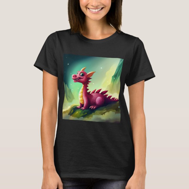 Camiseta Dragão místico fantasia bonito (Frente)