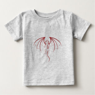 Camiseta Dragão Mítico Vermelho Brilhante Emblema