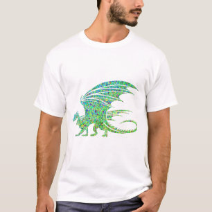 Camiseta Dragão Mosaico Verde Incrível