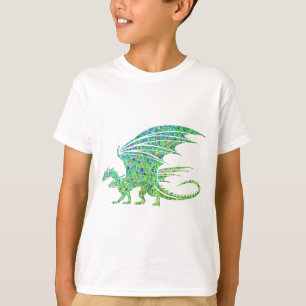 Camiseta Dragão Mosaico Verde Incrível