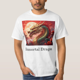 Camiseta Dragão na frente, tribal nas costas, texto persona