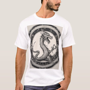 Camiseta Dragão Ouroboros - Simbolismo Minimalista no Estil