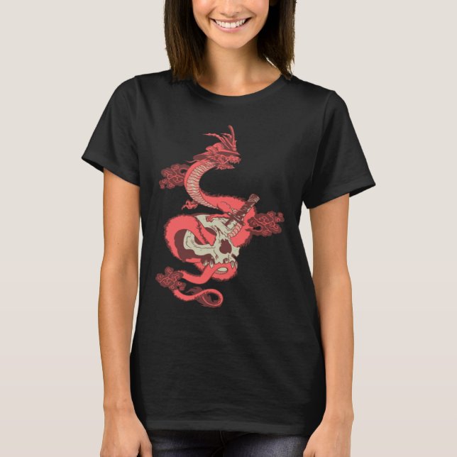 Camiseta dragão poderoso roupas estéticas de lagarto chinês (Frente)
