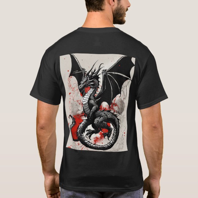 Camiseta dragão preto escalado (Verso)