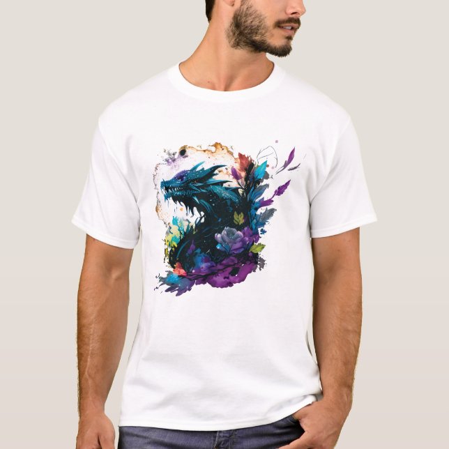 Camiseta Dragão Preto Kawaii (Frente)