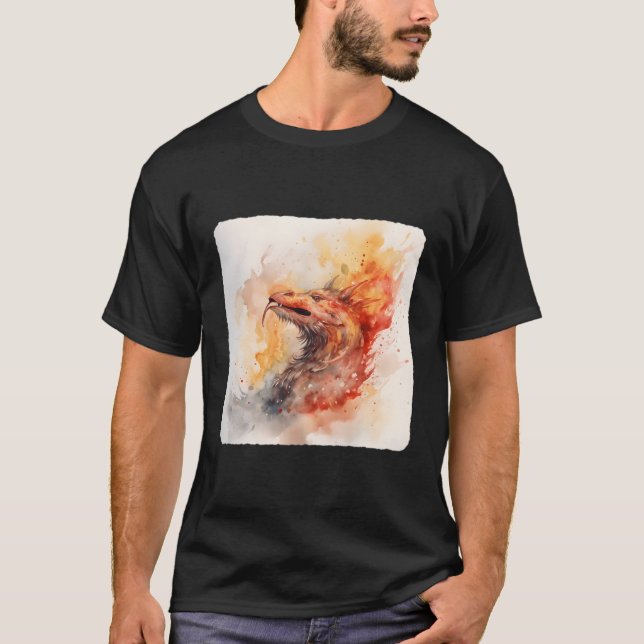 Camiseta Dragão Que Ataca O Fogo De Um Dragão Em M (Frente)