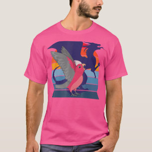 Camiseta Dragão Retro Winged I Gritando Rosa Gala