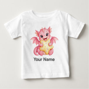Camiseta Dragão Rosa Personalizado Com Travesseiro Estrela
