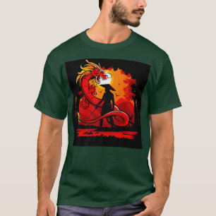 Camiseta Dragão Samurai Cavaleiro Espada Vermelha Fantasia 