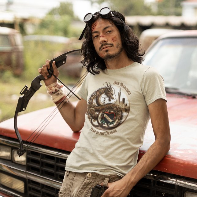 Camiseta Dragão Steampunk com a Linha Skyline de São Franci (Criador carregado)