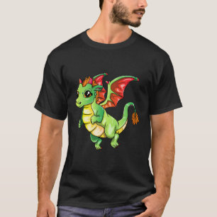 Camiseta Dragão Verde Bonito Para Meninas Crianças
