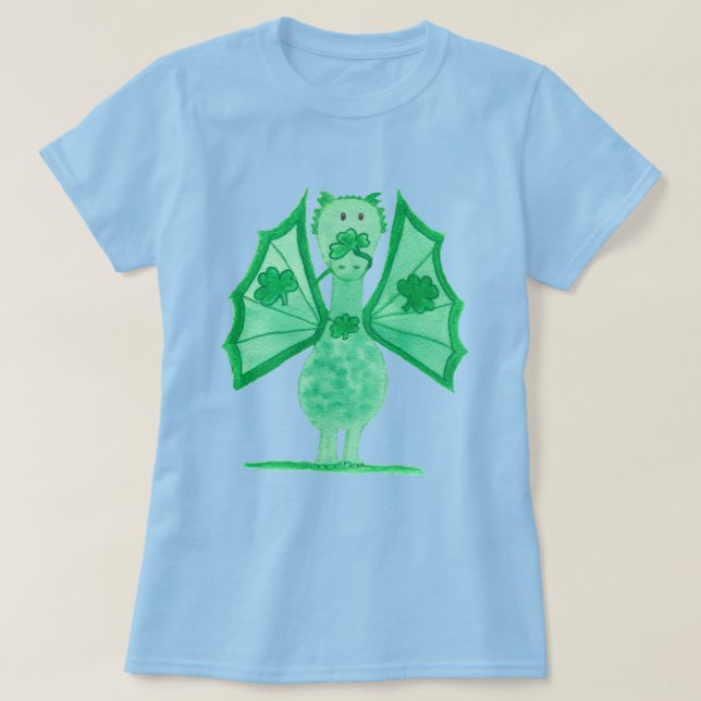 Camiseta Dragão Verde Com Trevos (Frente do Design)