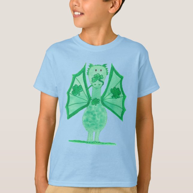 Camiseta Dragão Verde Com Trevos (Frente)