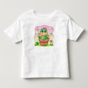 Camiseta Dragão verde de desenho animado bonito no pote de