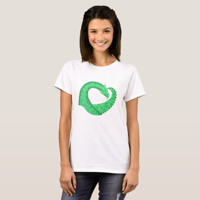 Camiseta Dragão verde no branco (Frente Completa)