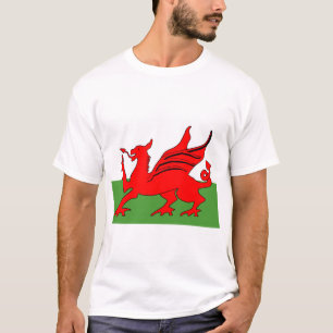 Camiseta Dragão vermelho Bandeira galesa