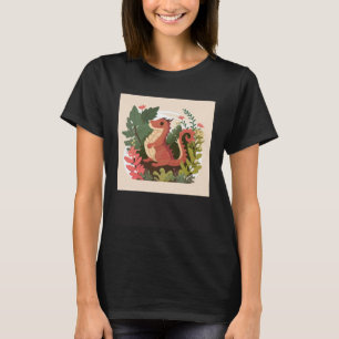 Camiseta Dragão Vermelho Bonito numa floresta de jardim