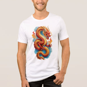 Camiseta Dragão Vermelho Chinês Ilustração Fiery-67561
