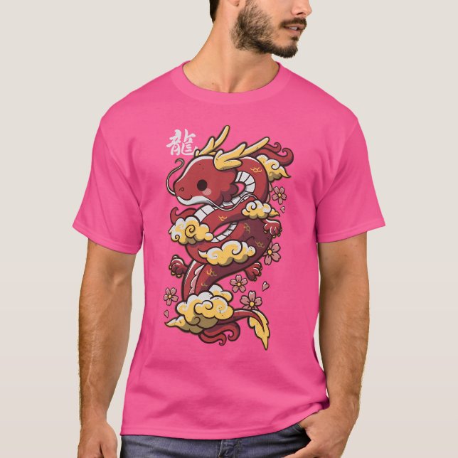 Camiseta Dragão Vermelho Chinês Kawaii (Frente)