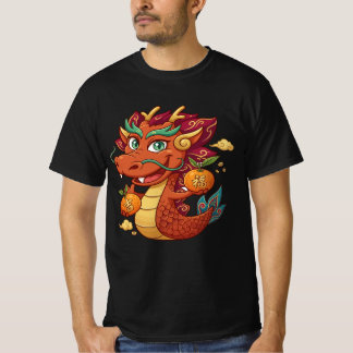 Camiseta Dragão Vermelho Fofo Vetor Clipart | Ano Novo Chin