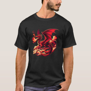 Camiseta Dragão Vermelho Mito Incisa Sobre Nuvens Menino Gi
