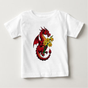 Camiseta Dragão Vermelho Segurando um Buquê de Narcisos 2
