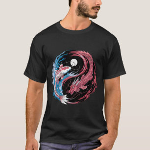 Camiseta Dragão Yin Yang E Fusão De Koi Zen Yoga Engraçado 