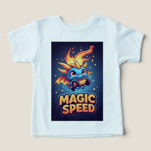 Camiseta Dragãozinho Azul Aventura de Velocidade Kids 🐉