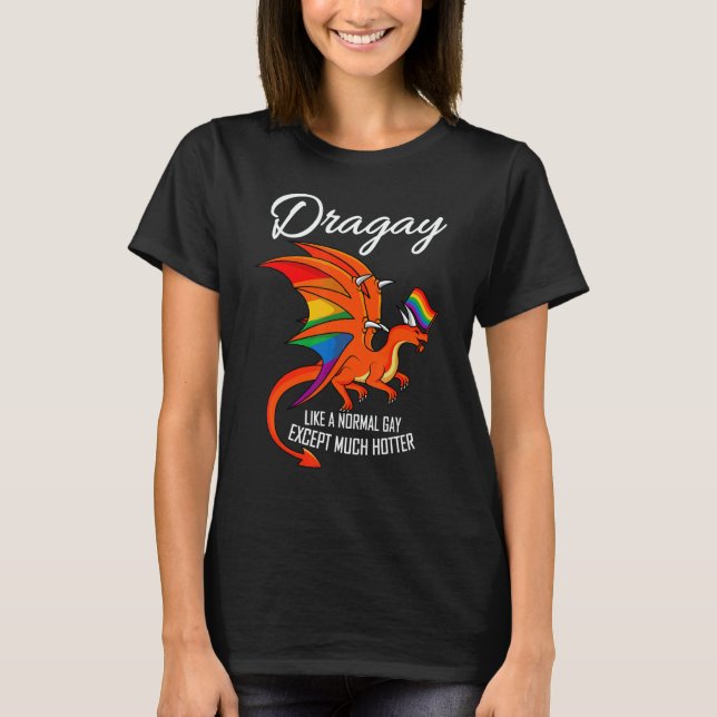 Camiseta Dragay Normal Gay Except Hotter Rainbow Dragon LGB (Frente)